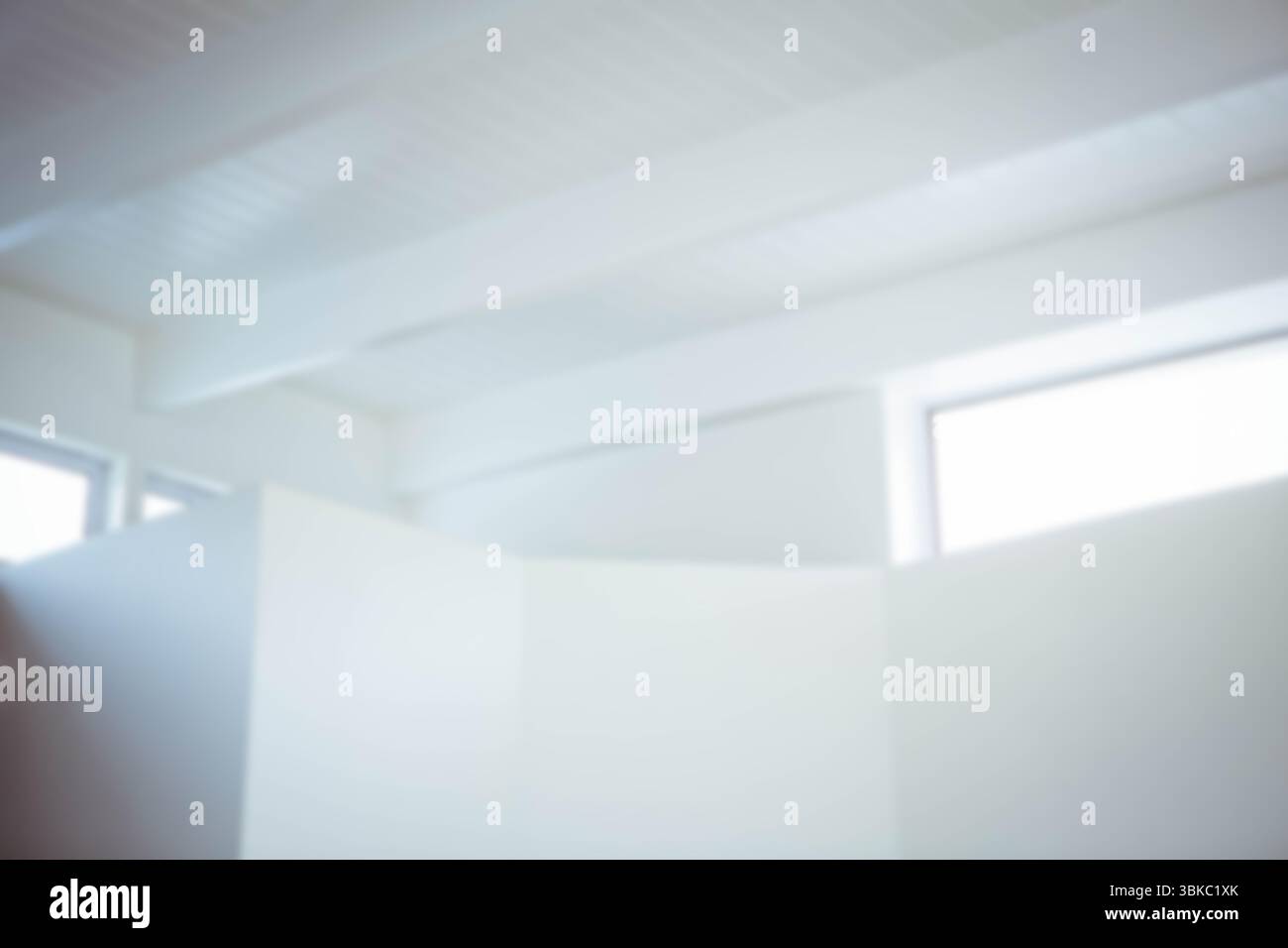 Vista ad angolo basso della parete bianca contro il soffitto Foto Stock