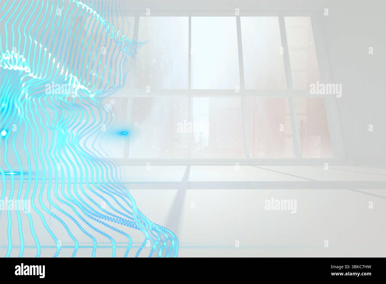 Abstract blue design in camera bianca Foto Stock