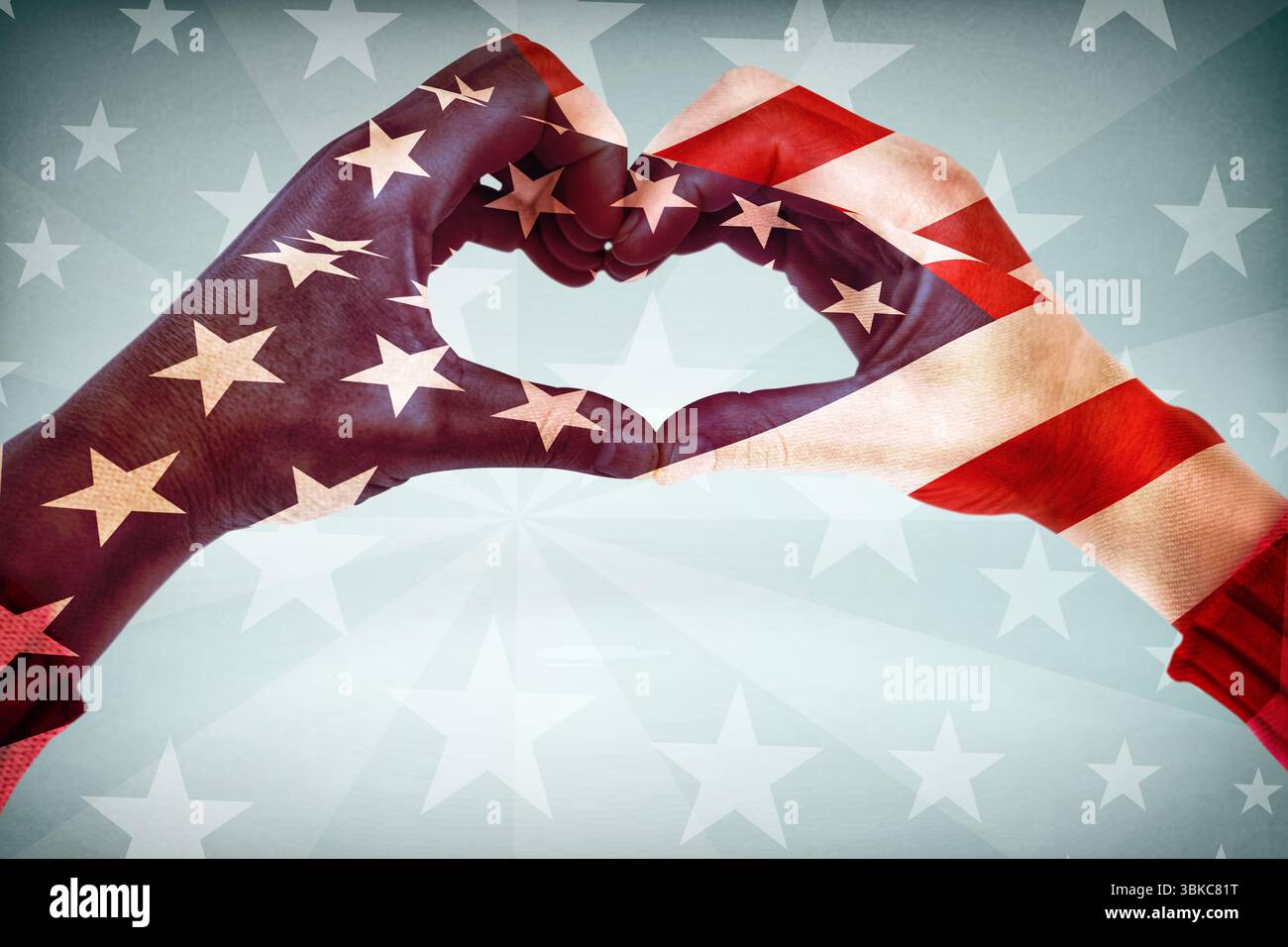 Immagine ritagliata della mano umana con forma di cuore Foto Stock