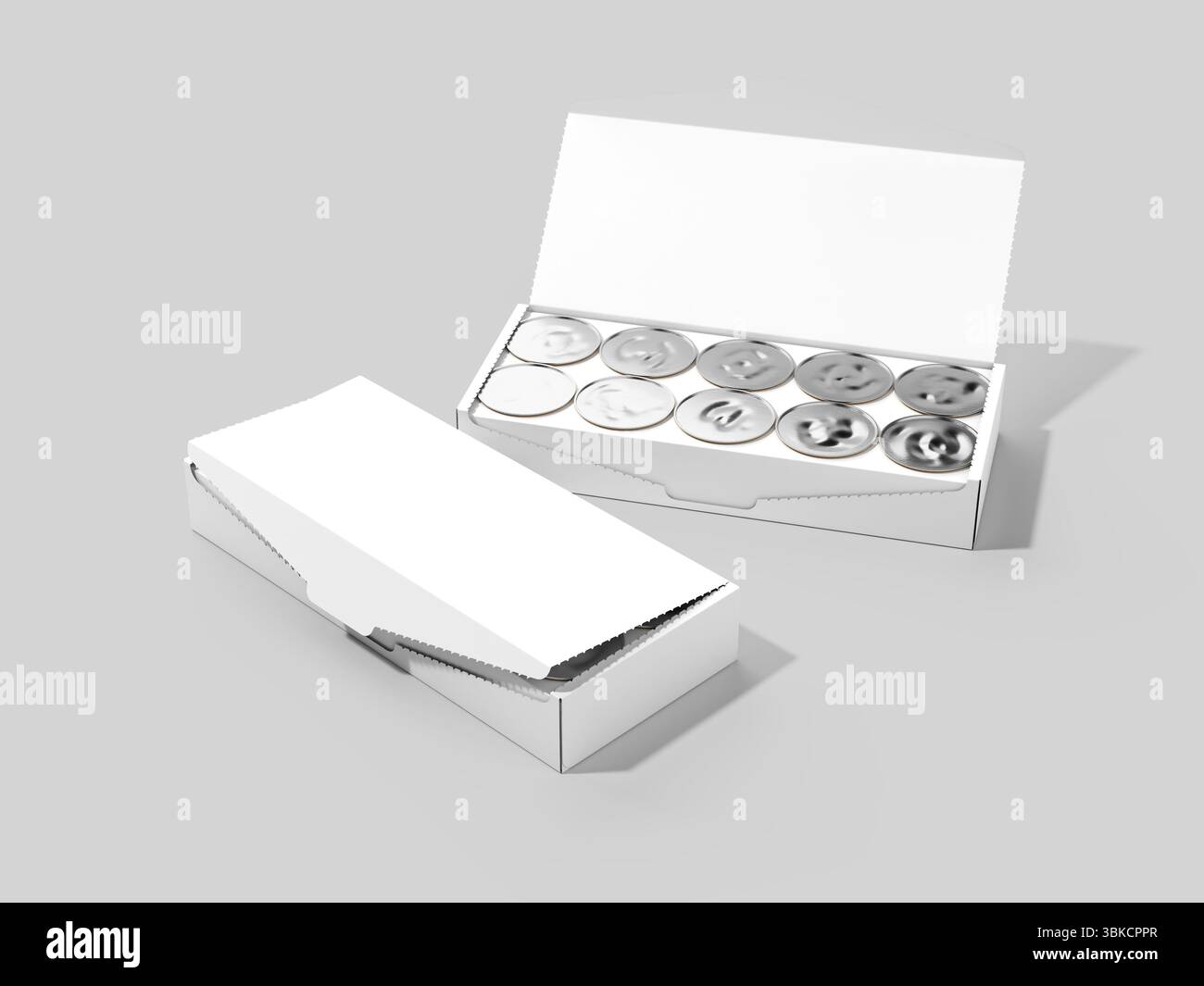 Mockup cialde bianco con confezione Foto Stock