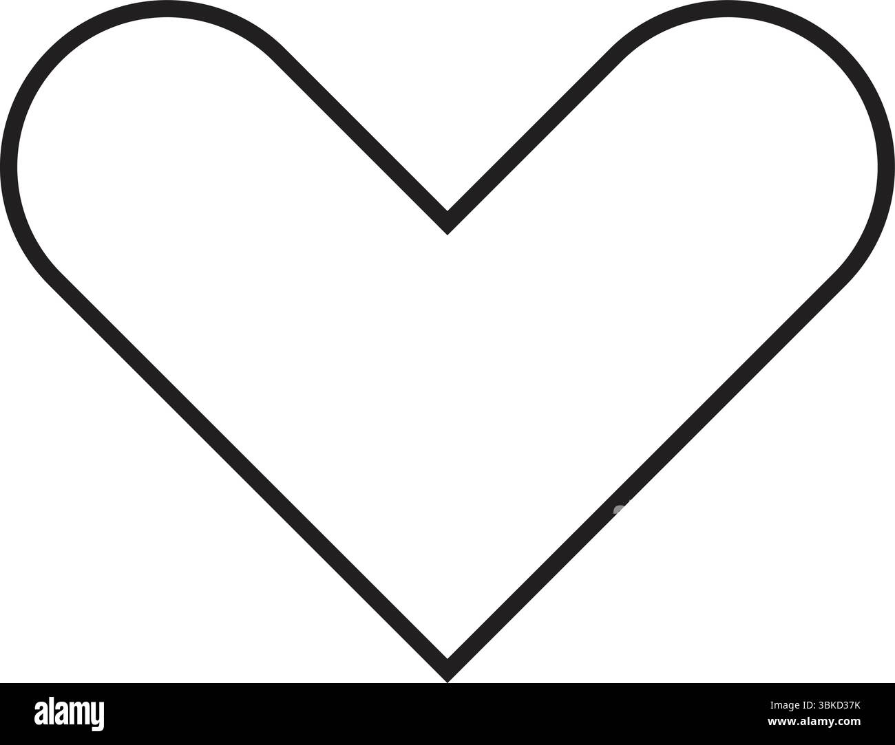 Contorno nero minimalista forma del cuore su sfondo bianco, simboleggia l'amore, il romanticismo e l'emozione in un design grafico pulito e moderno. Illustrazione Vettoriale