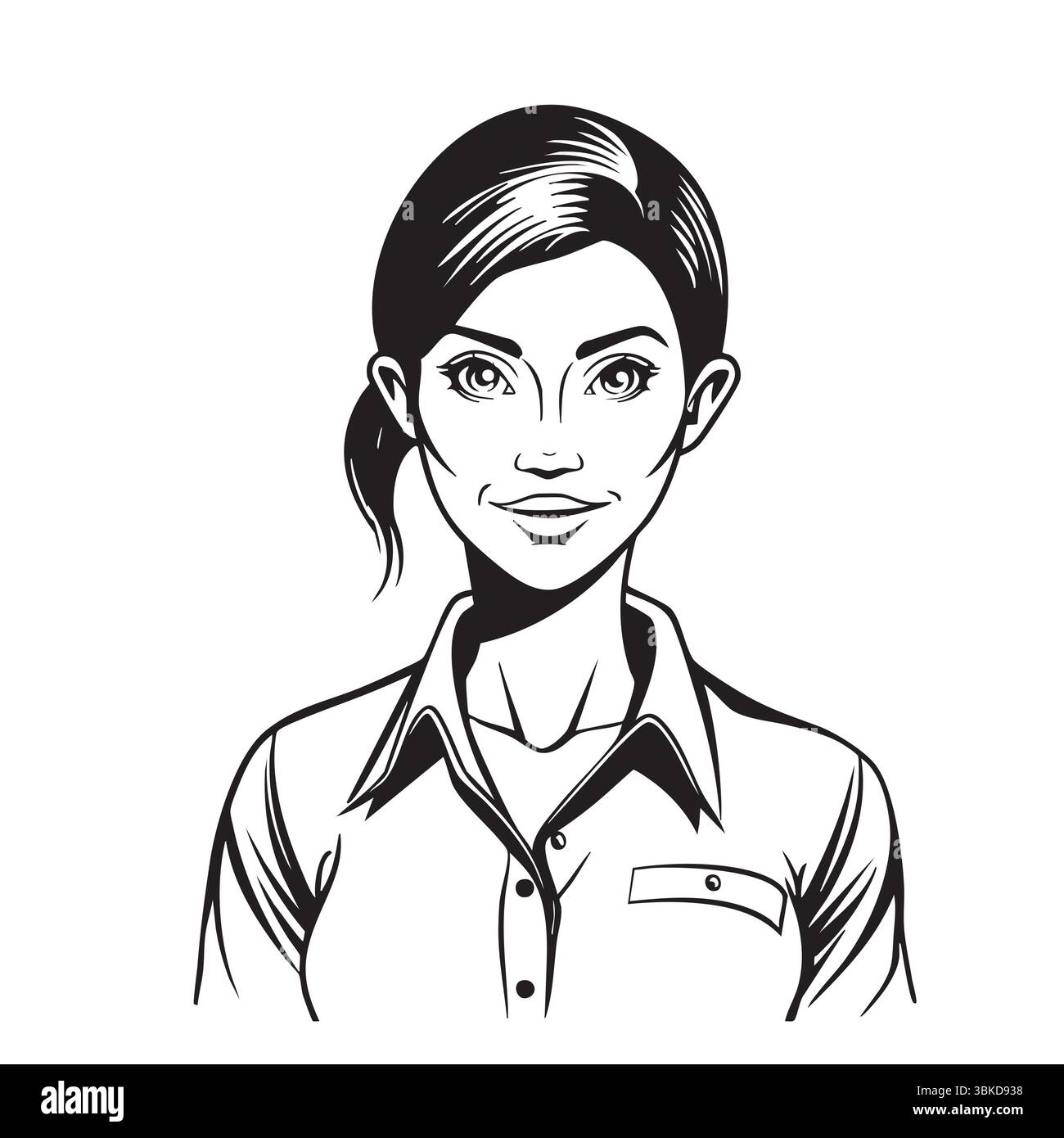 Ritratto di una donna sorridente in una camicia button down Illustrazione Vettoriale