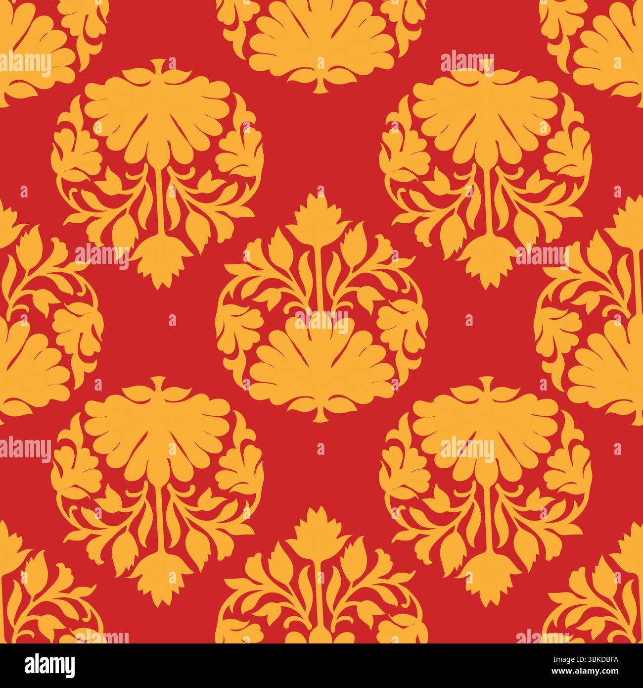 Golden Heritage Bloom, motivo senza cuciture Illustrazione Vettoriale