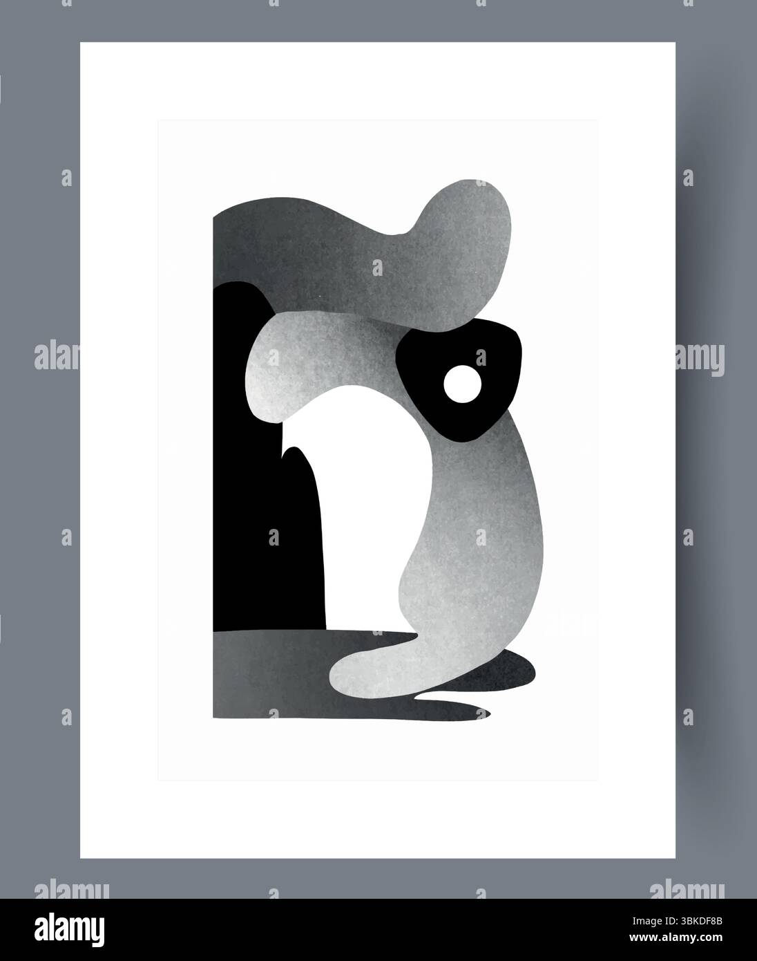 Esplorazione delle forme monocromatiche astratte all'interno di una composizione dinamica di elementi artistici e design Illustrazione Vettoriale