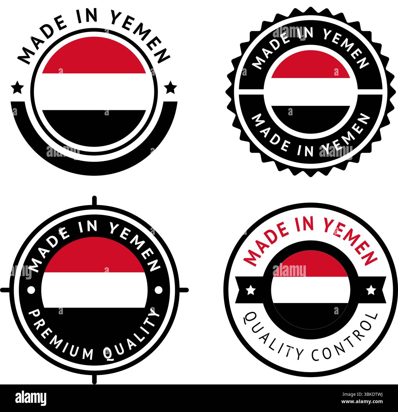 Bandiera nazionale dello Yemen, imposta l'icona vettoriale piatta Illustrazione Vettoriale
