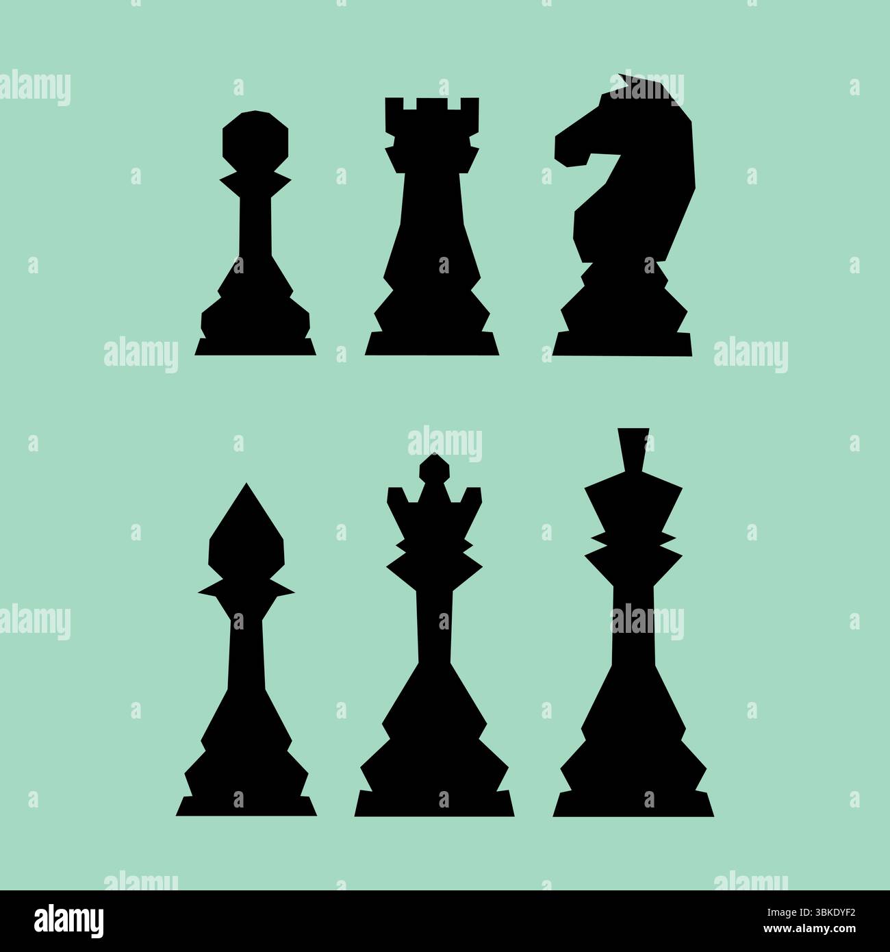 Set di icone delle figure degli scacchi. Gioco da tavolo. Re, regina, vescovo, pedone, cavallo, cavaliere, cavolo. Giornata internazionale degli scacchi. Torneo di scacchi. Concetto di strategia Illustrazione Vettoriale