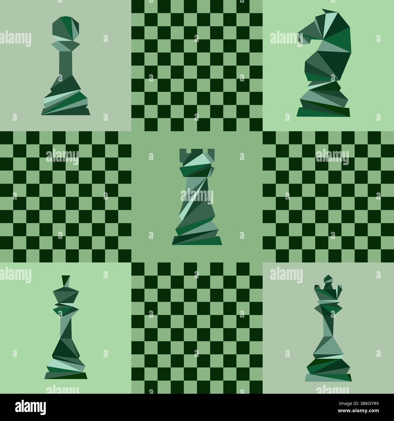 Sfondo degli scacchi. Poster per il torneo di scacchi. Illustrazione astratta del design degli scacchi. Concetto di giornata degli scacchi. Competizione, sport intellettuale, campionato. Illustrazione Vettoriale