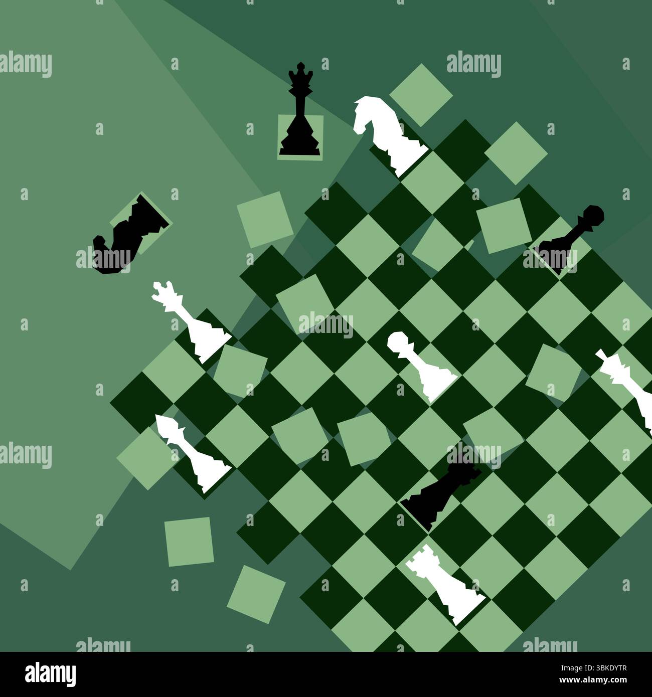 Sfondo degli scacchi. Poster per il torneo di scacchi. Illustrazione astratta del design degli scacchi. Concetto di giornata degli scacchi. Competizione, sport intellettuale, campionato. Illustrazione Vettoriale