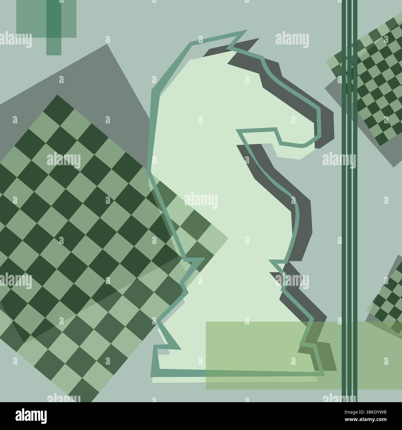 Sfondo degli scacchi. Poster per il torneo di scacchi. Illustrazione astratta del design degli scacchi. Concetto di giornata degli scacchi. Competizione, sport intellettuale, campionato. Illustrazione Vettoriale