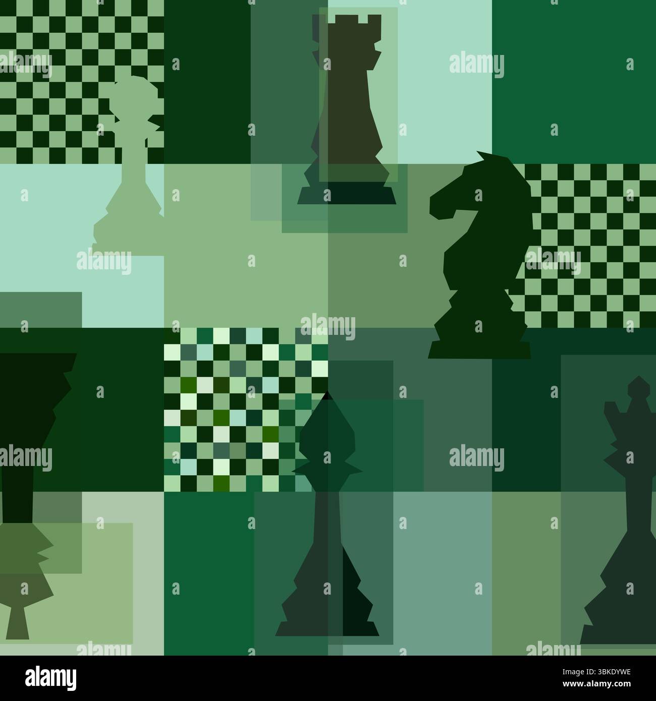 Sfondo degli scacchi. Poster per il torneo di scacchi. Illustrazione astratta del design degli scacchi. Concetto di giornata degli scacchi. Competizione, sport intellettuale, campionato. Illustrazione Vettoriale