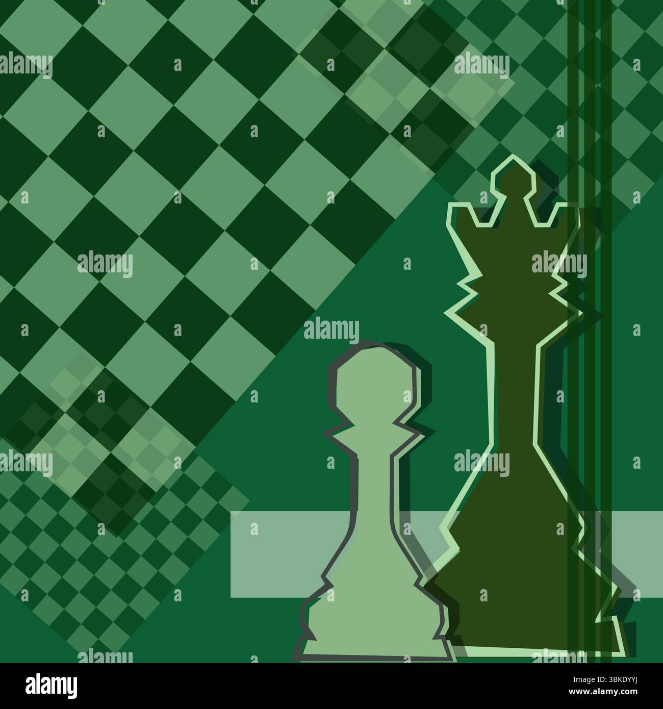 Sfondo degli scacchi. Poster per il torneo di scacchi. Illustrazione astratta del design degli scacchi. Concetto di giornata degli scacchi. Competizione, sport intellettuale, campionato. Illustrazione Vettoriale