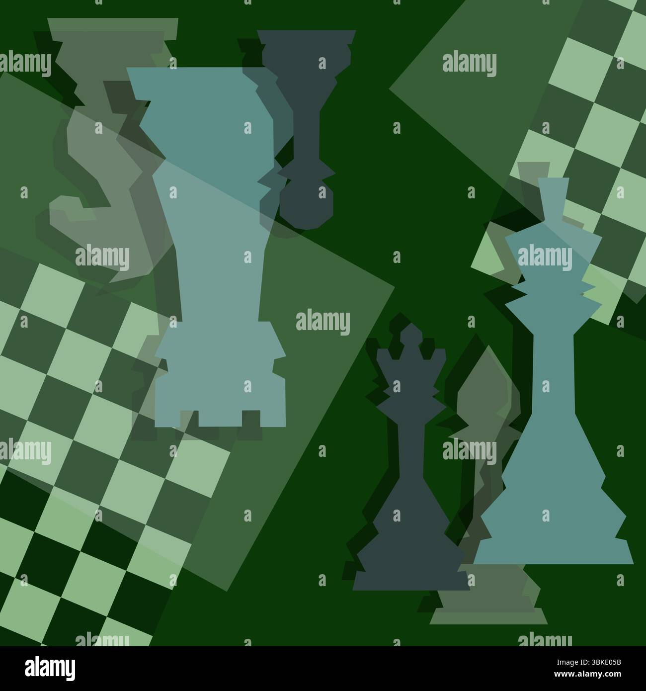 Sfondo degli scacchi. Poster per il torneo di scacchi. Illustrazione astratta del design degli scacchi. Concetto di giornata degli scacchi. Competizione, sport intellettuale, campionato. Illustrazione Vettoriale