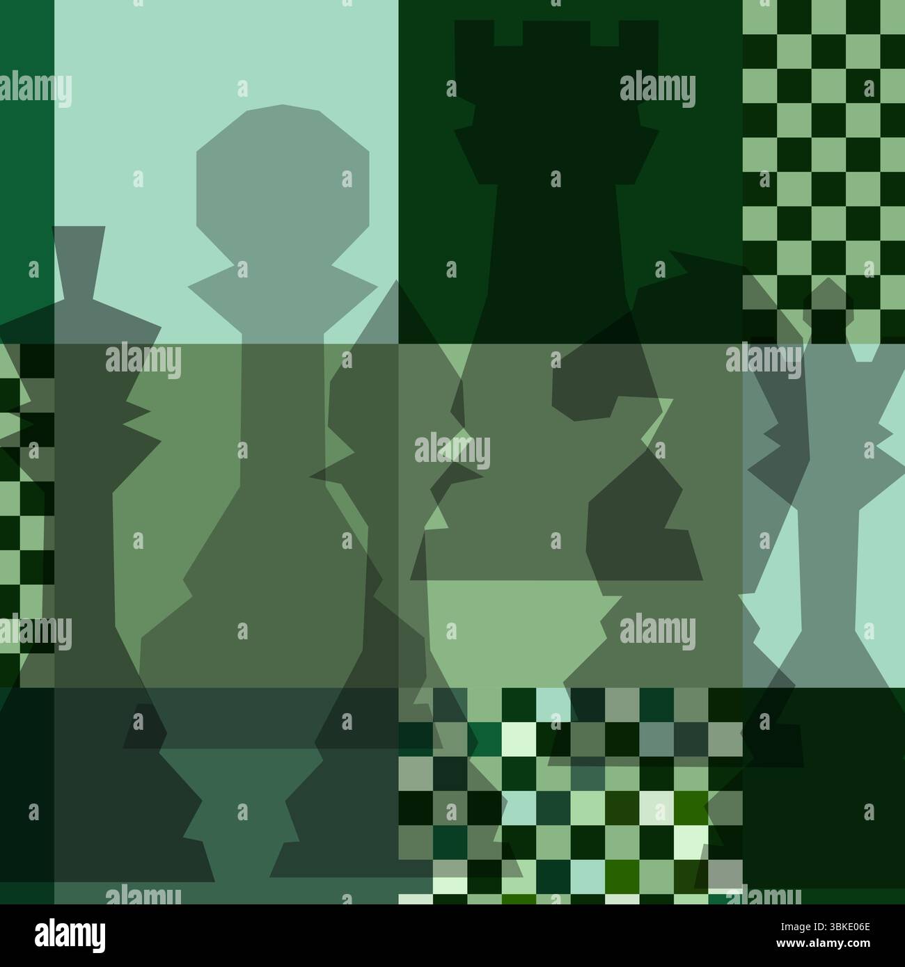 Sfondo degli scacchi. Poster per il torneo di scacchi. Illustrazione astratta del design degli scacchi. Concetto di giornata degli scacchi. Competizione, sport intellettuale, campionato. Illustrazione Vettoriale