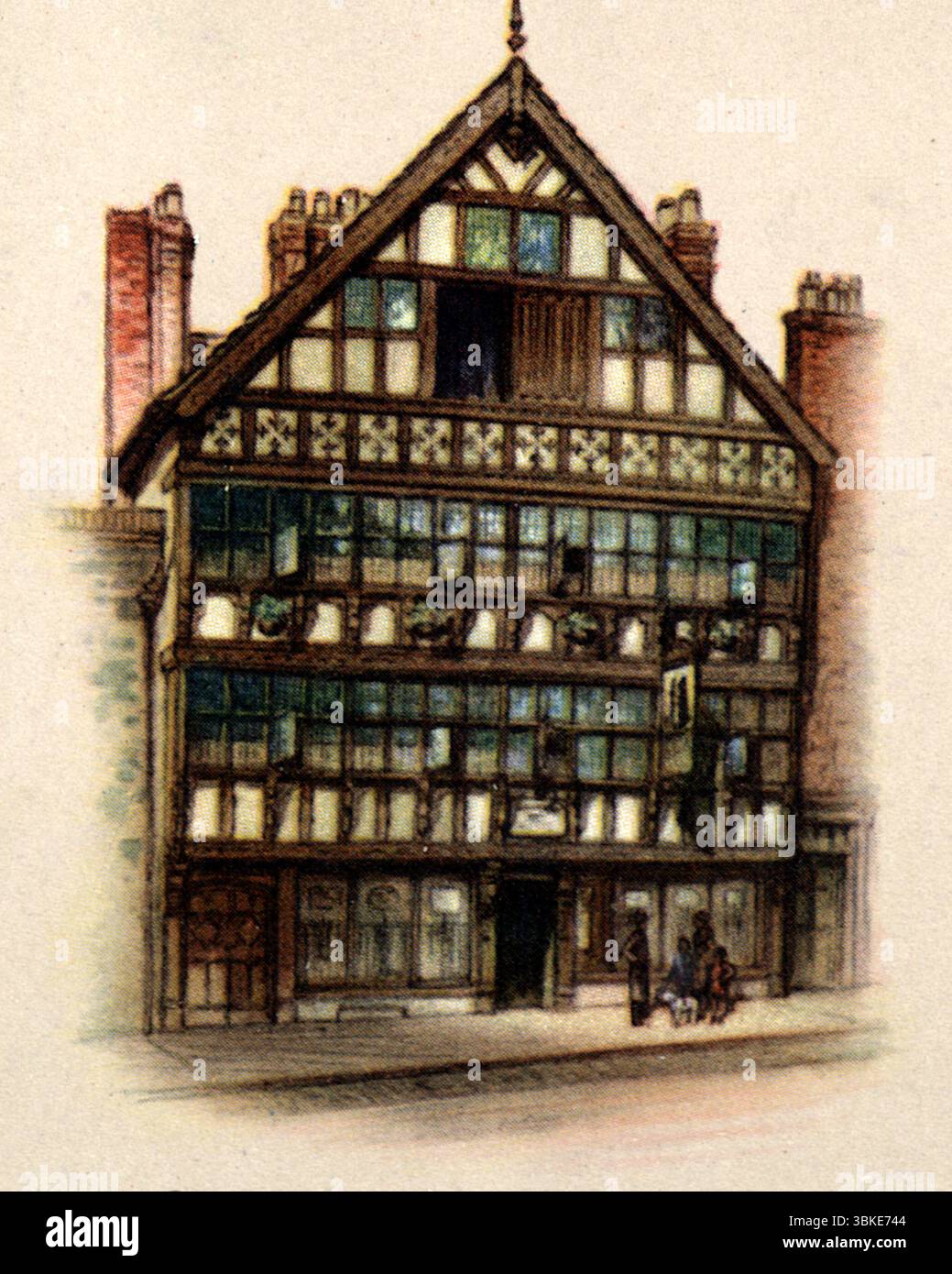 La birra e il Billet a Chester, in Inghilterra. Un'impressione dell'artista di colore, non attribuita, dalla serie "Old Inns" di carte da sigaretta pubblicata da W.D. & H.O. Wills nel 1936. Foto Stock