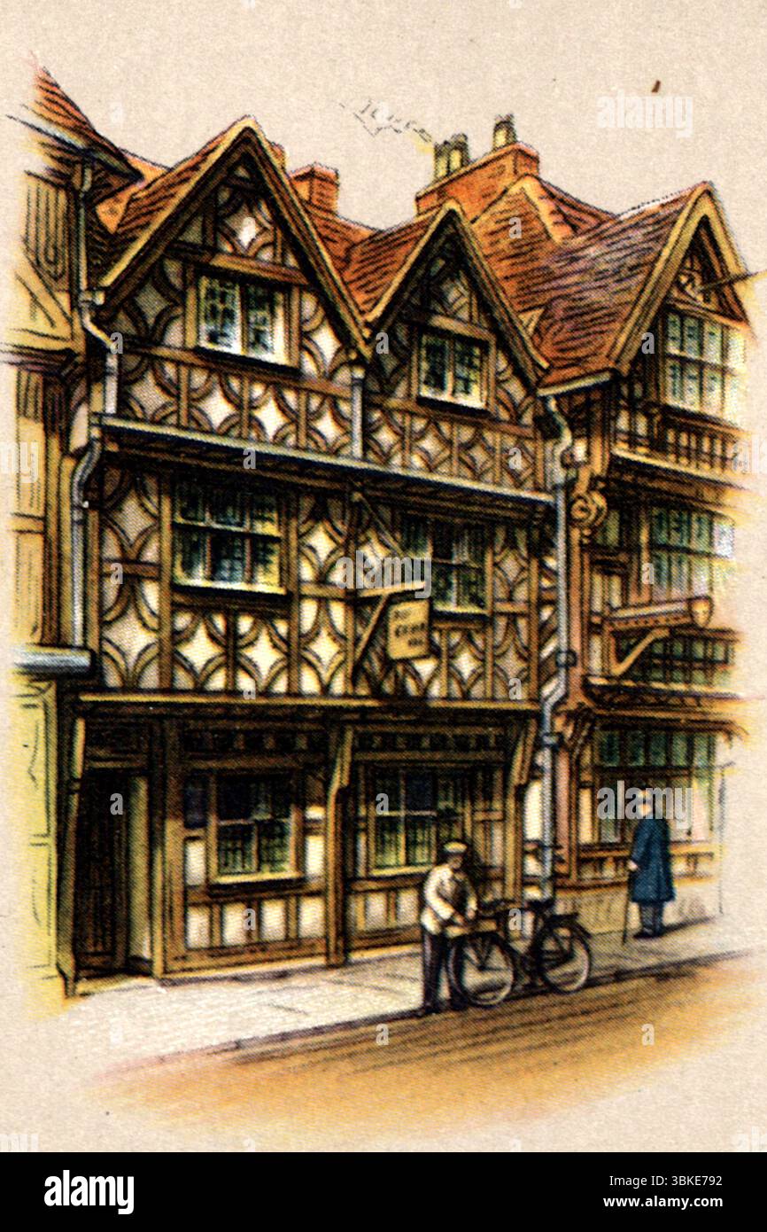 Il Garrick, Stratford-on-Avon, Warwickshire, Inghilterra. Un'impressione dell'artista di colore, non attribuita, dalla serie "Old Inns" di carte da sigaretta pubblicata da W.D. & H.O. Wills nel 1936. Foto Stock