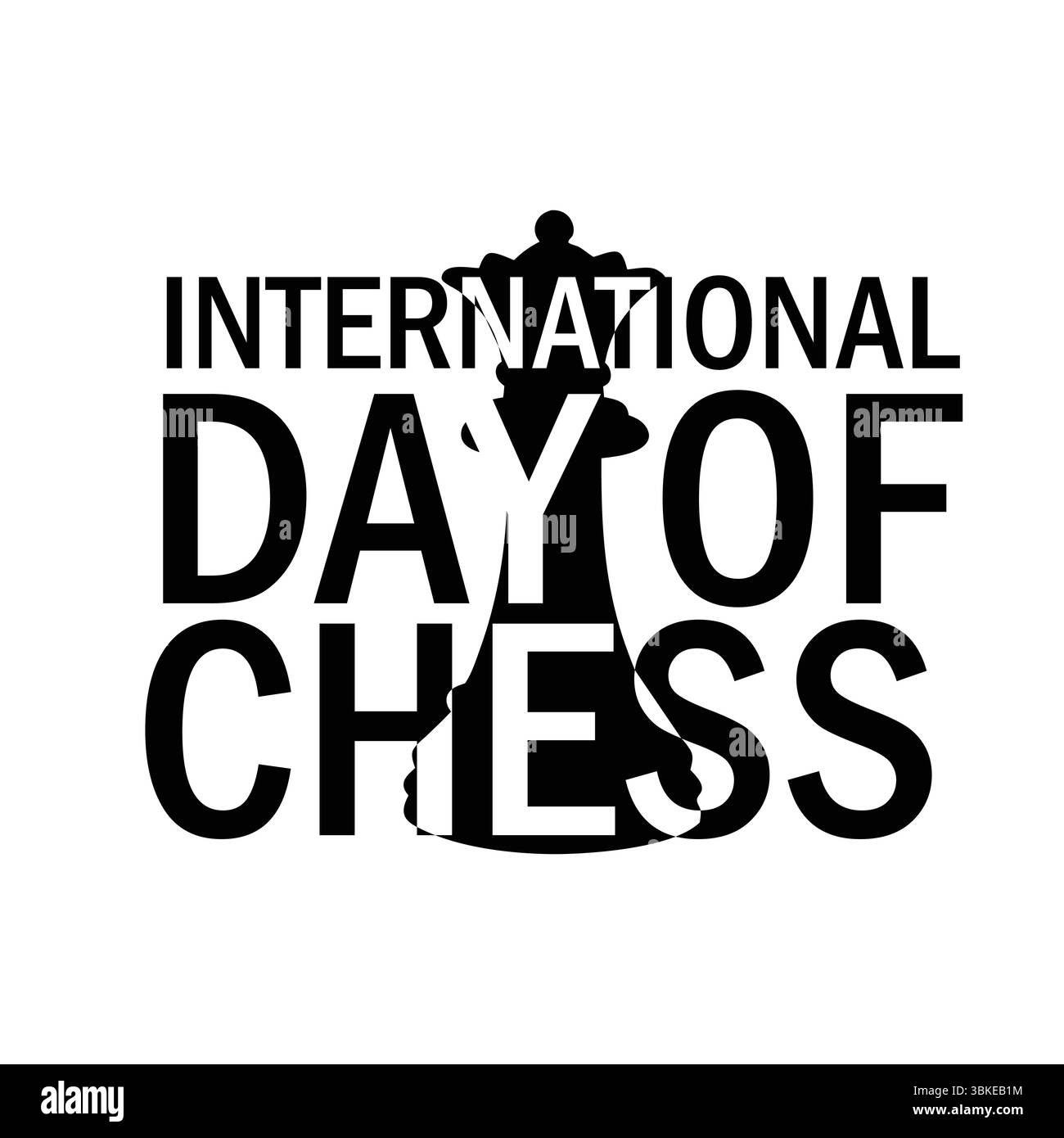 Poster della giornata internazionale degli scacchi con silhouette Central King Illustrazione Vettoriale