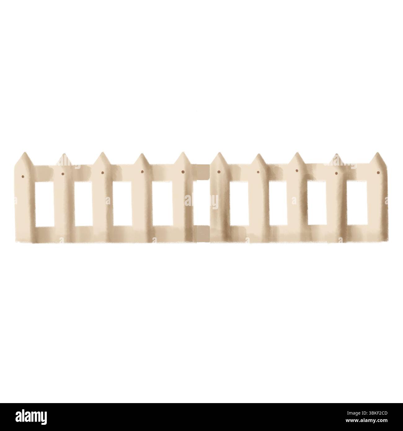 Illustrazione ad acquerello di una recinzione di legno chiaro. Dipinto in tenui tonalità beige, questo elemento rustico è perfetto per le scene di giardino e l'arredamento in campagna Foto Stock
