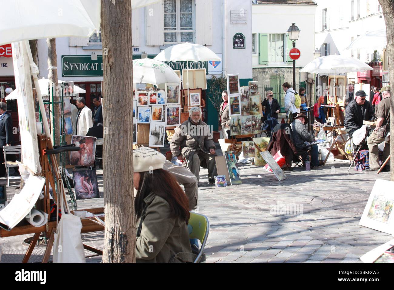 Montmartre, Parigi, Francia viaggi fotografia, artisti di strada, Parigi romantica Foto Stock