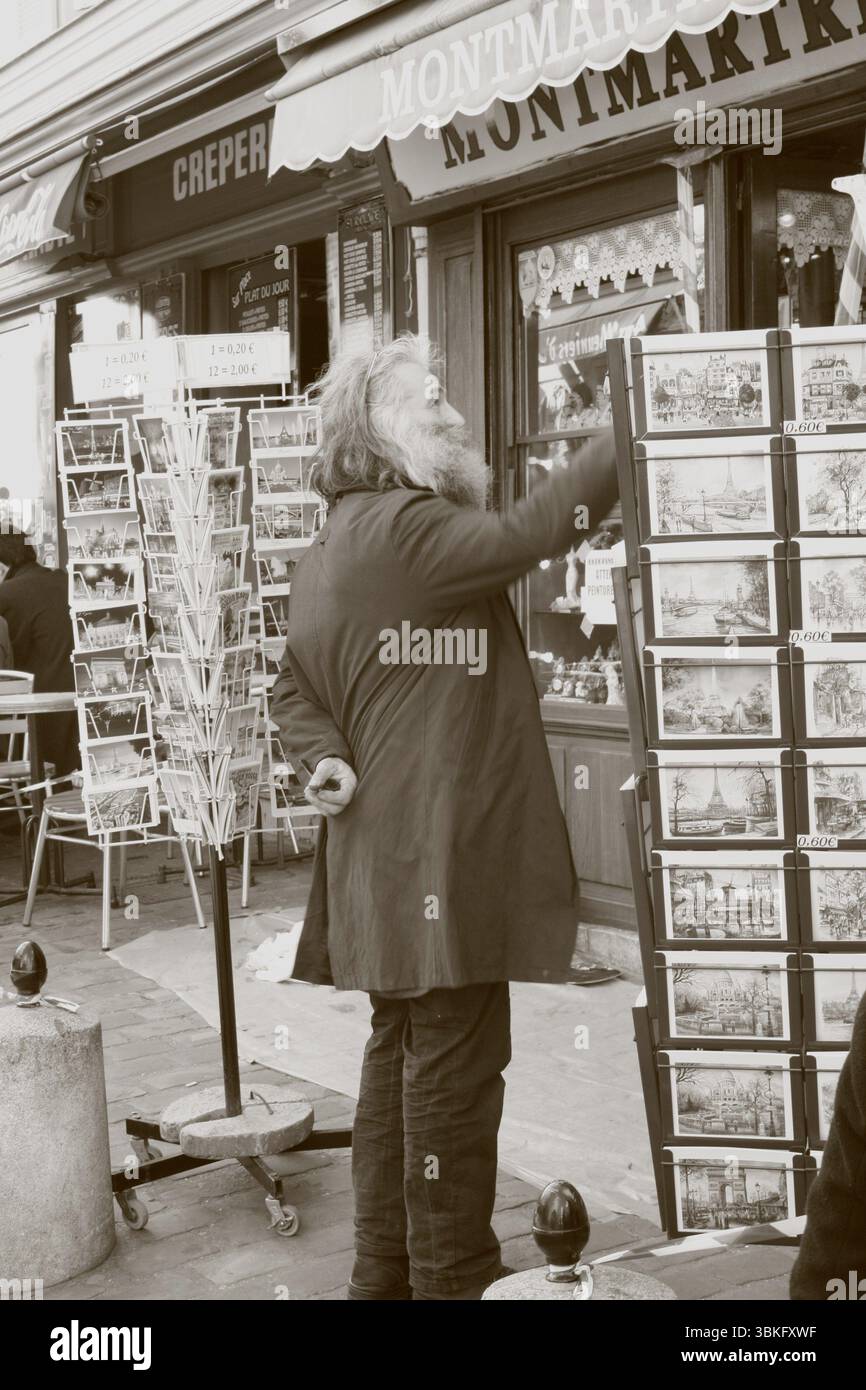 Montmartre, Parigi, Francia viaggi fotografia, artisti di strada, Parigi romantica Foto Stock