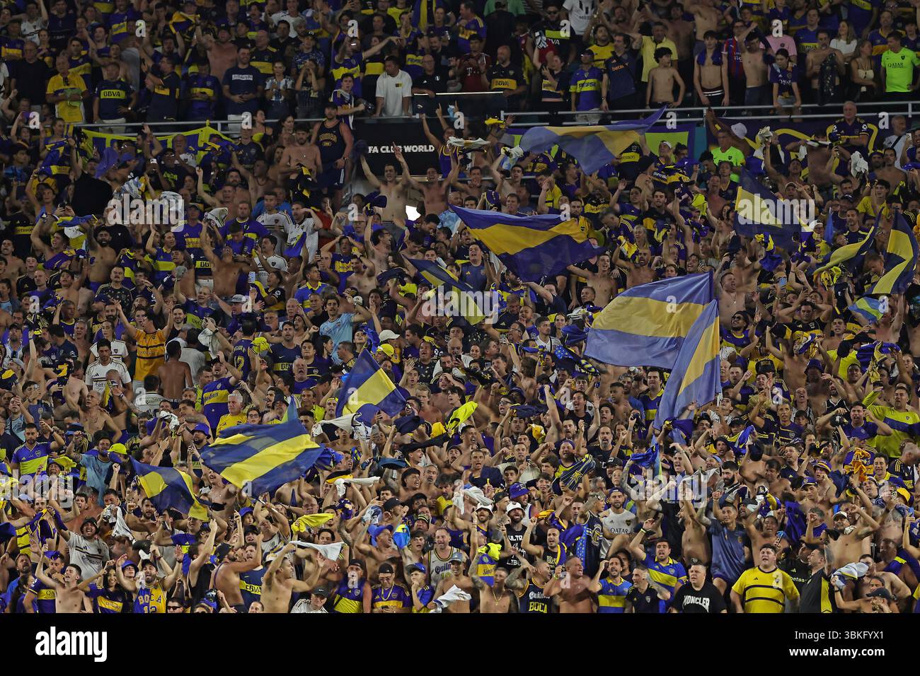Miami, Stati Uniti. 20 giugno 2025. I tifosi del CA Boca Juniors dopo la partita tra il Bayern Monaco e IL CA Boca Juniors, per il secondo turno del gruppo C per la Coppa del mondo per club FIFA 2025, all'Hard Rock Stadium di Miami, Stati Uniti, il 20 giugno 2025. Foto: Heuler Andrey/DiaEsportivo/Alamy Live News crediti: DiaEsportivo/Alamy Live News Foto Stock