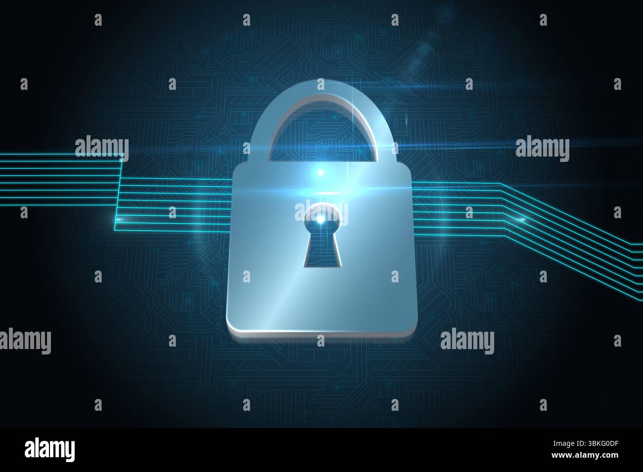 Serratura lucido su sfondo nero Foto Stock