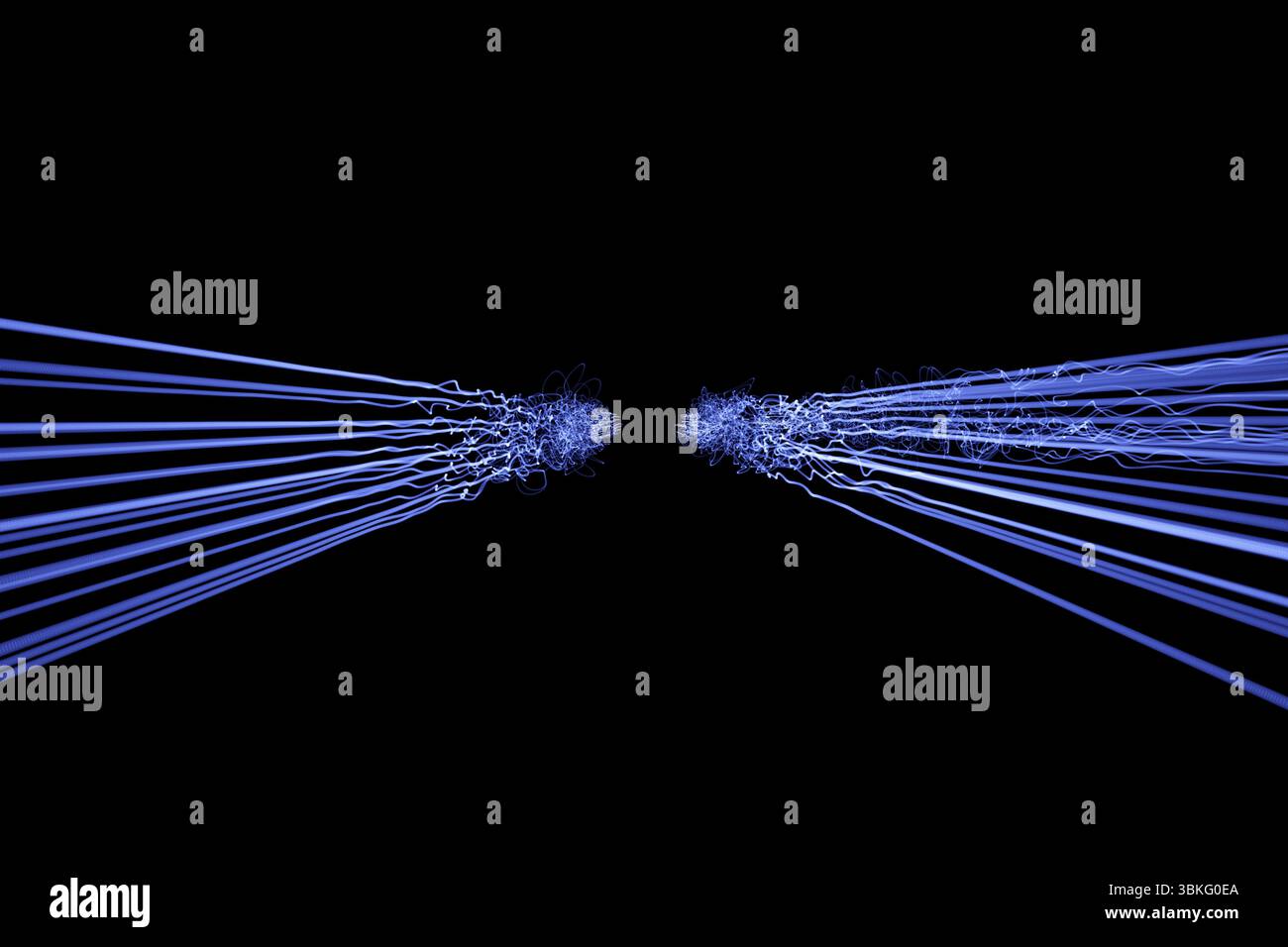 Il futuristico incandescente linee su sfondo nero Foto Stock