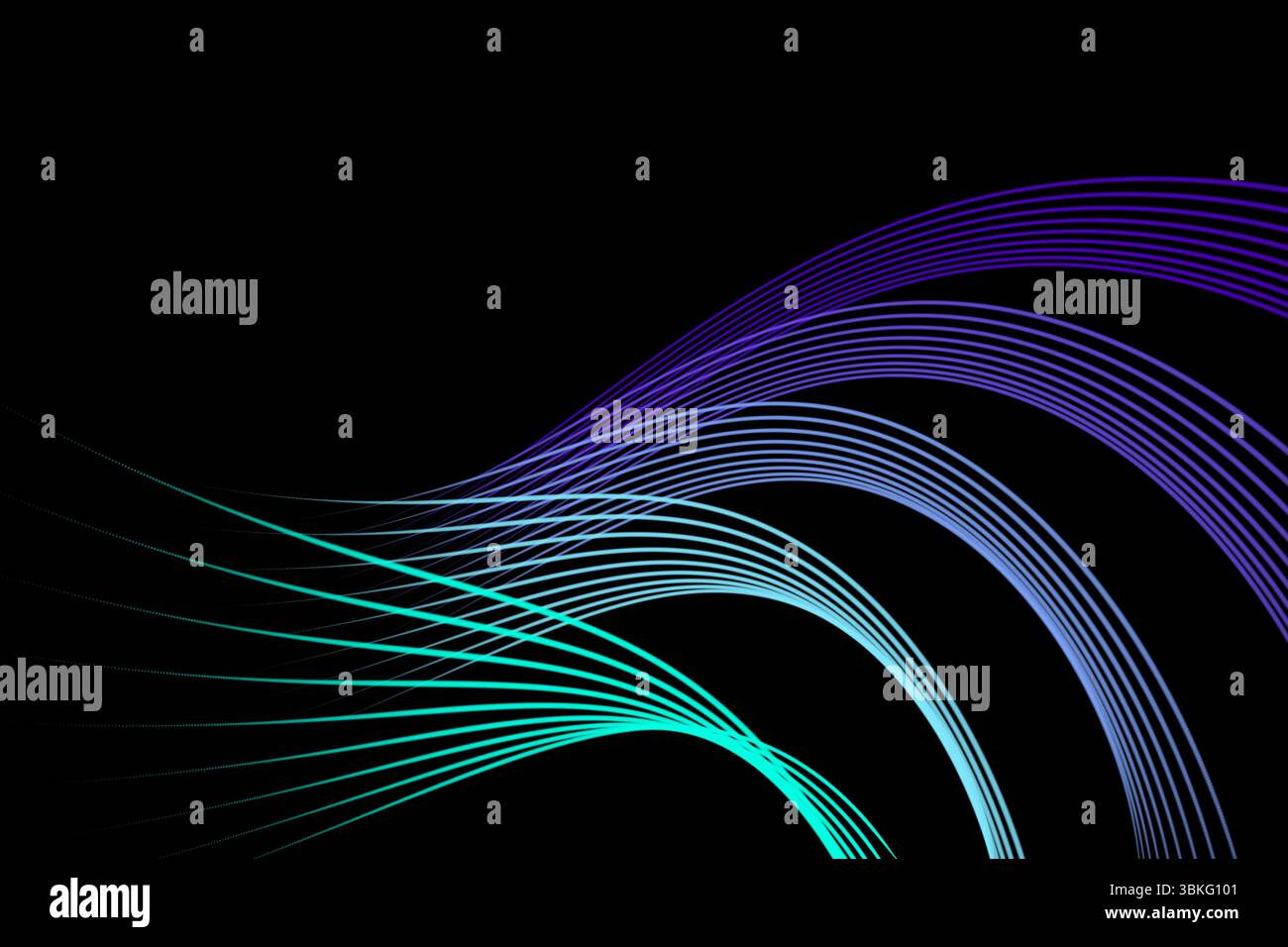 Il futuristico incandescente linee su sfondo nero Foto Stock