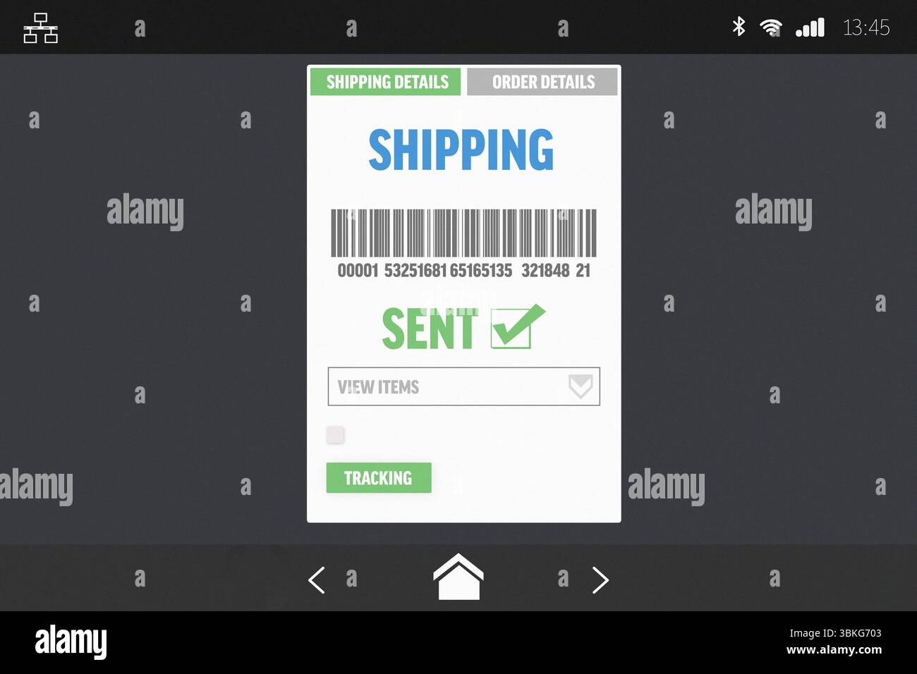 Stato dei dettagli di spedizione Foto Stock