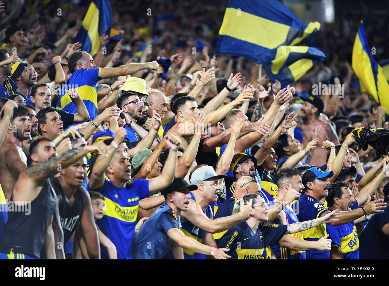 Miami, Stati Uniti. 20 giugno 2025. Tifosi del CA Boca Juniors durante la partita contro il Bayern Monaco alla Coppa del mondo per club FIFA del 20 giugno 2025 a Miami, Florida. (Foto di JC Ruiz/Sipa USA) credito: SIPA USA/Alamy Live News Foto Stock