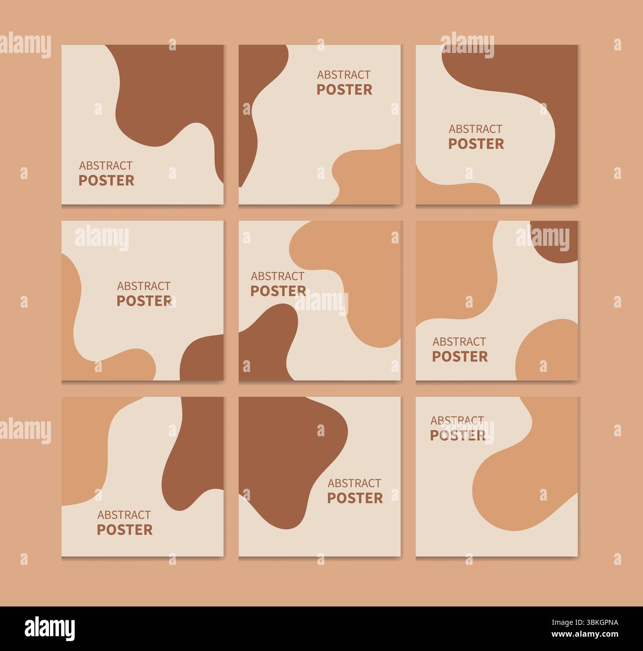 Moderno modello a carosello astratto con tonalità terrose e forme organiche.post, branding e storytelling visivo su Instagram DAL DESIGN MINIMALISTA. vettore Illustrazione Vettoriale