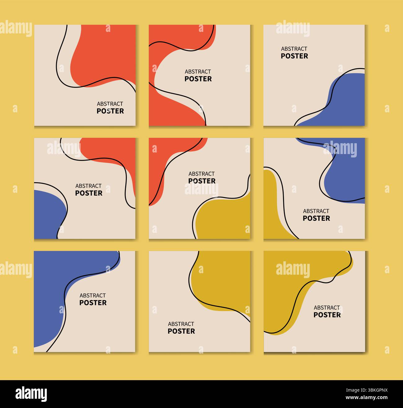 Moderno modello a carosello astratto e forme organiche. Ideale per post, branding e storytelling visivi su Instagram alla moda. Illustrazione Vettoriale