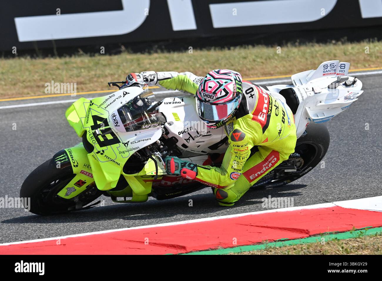 Scarperia, Toscana. 21 giugno 2025. Fabio di Giannantonio in sella al Pertamina Enduro VR46 Racing Team (49) durante le qualifiche del Grand Prix MotoGP al Mugello. Scarperia (Italia), il 21 giugno 2025 crediti: massimo insabato/Alamy Live News Foto Stock