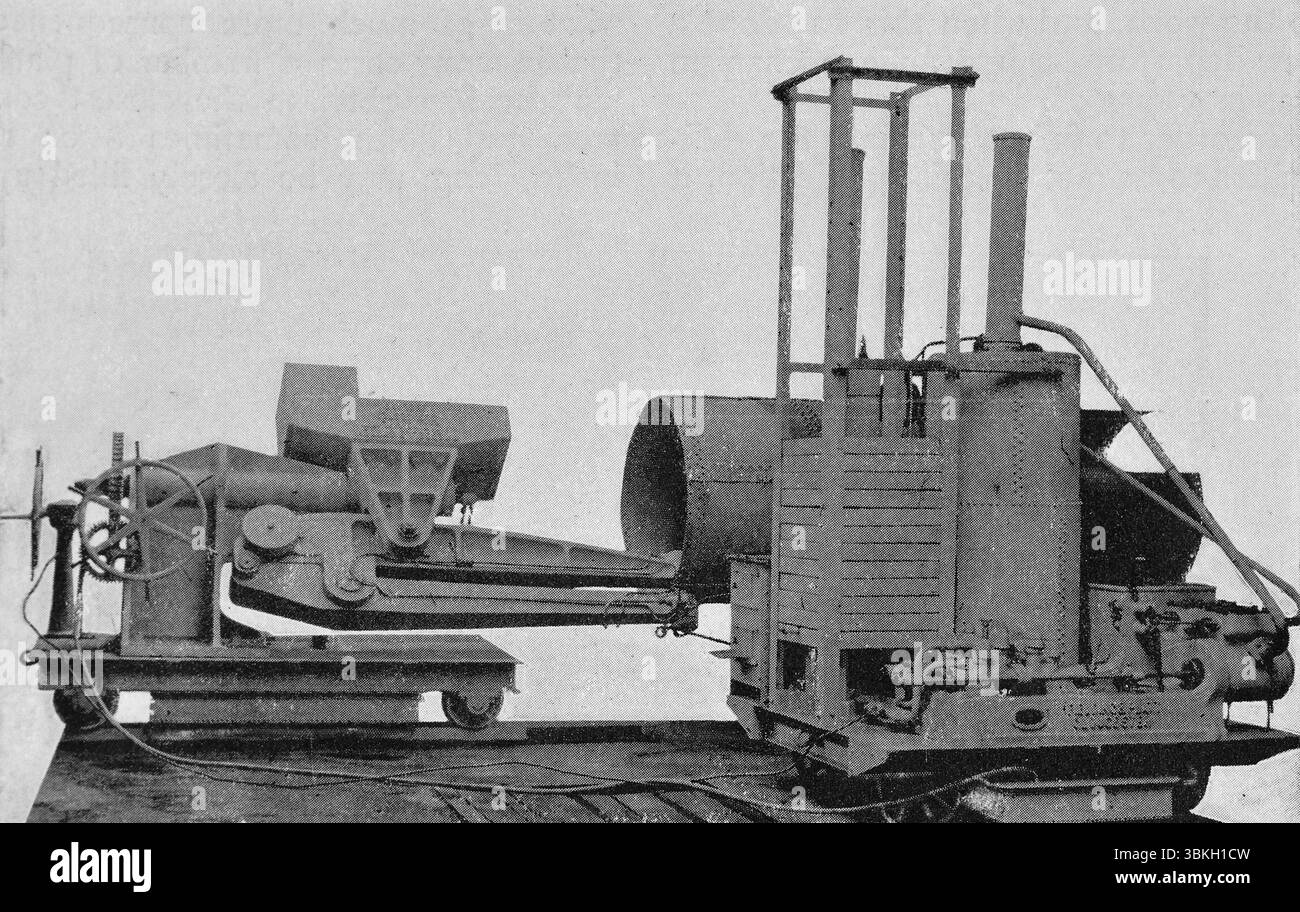 Un treno rivettatore. Fotografia in bianco e nero scattata intorno agli anni '1890 e pubblicata su Cassier's Magazine novembre 1895 Foto Stock