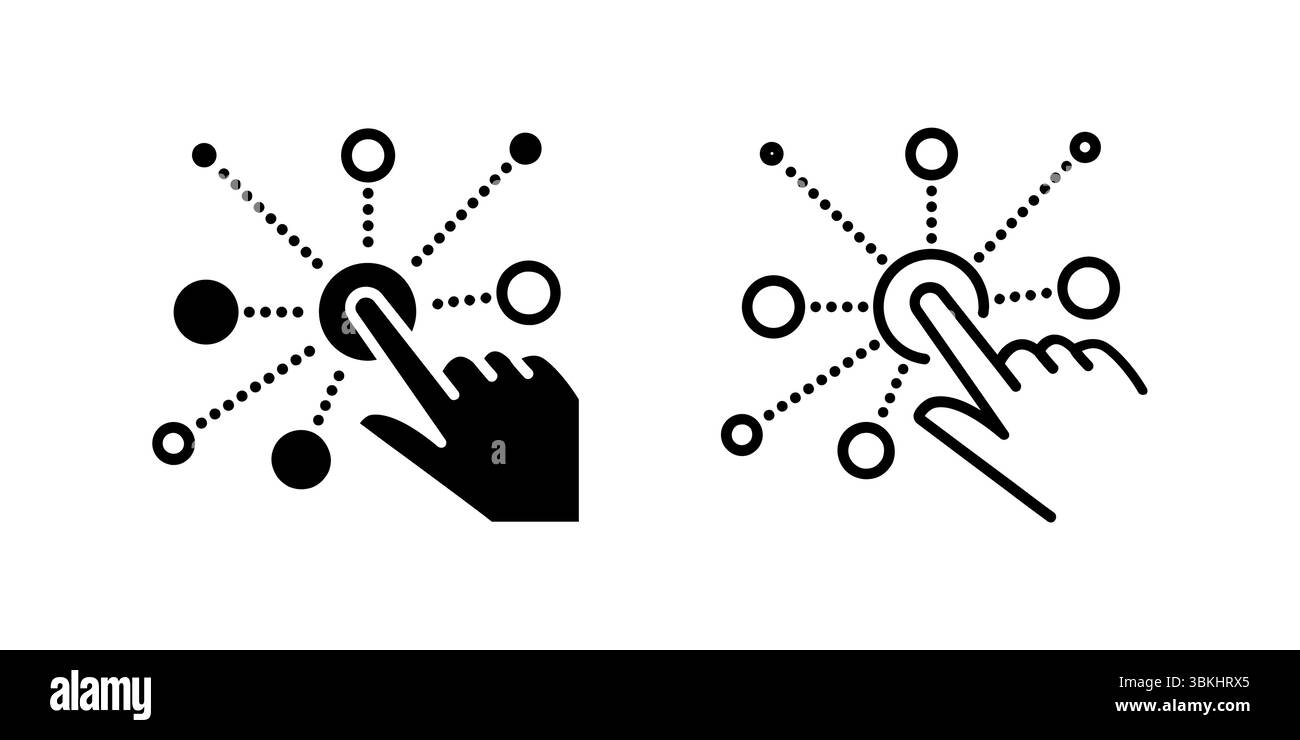 Le icone a due scelte toccano le opzioni e l'interazione. Rappresentare SELECT e toccare. Illustrazione Vettoriale
