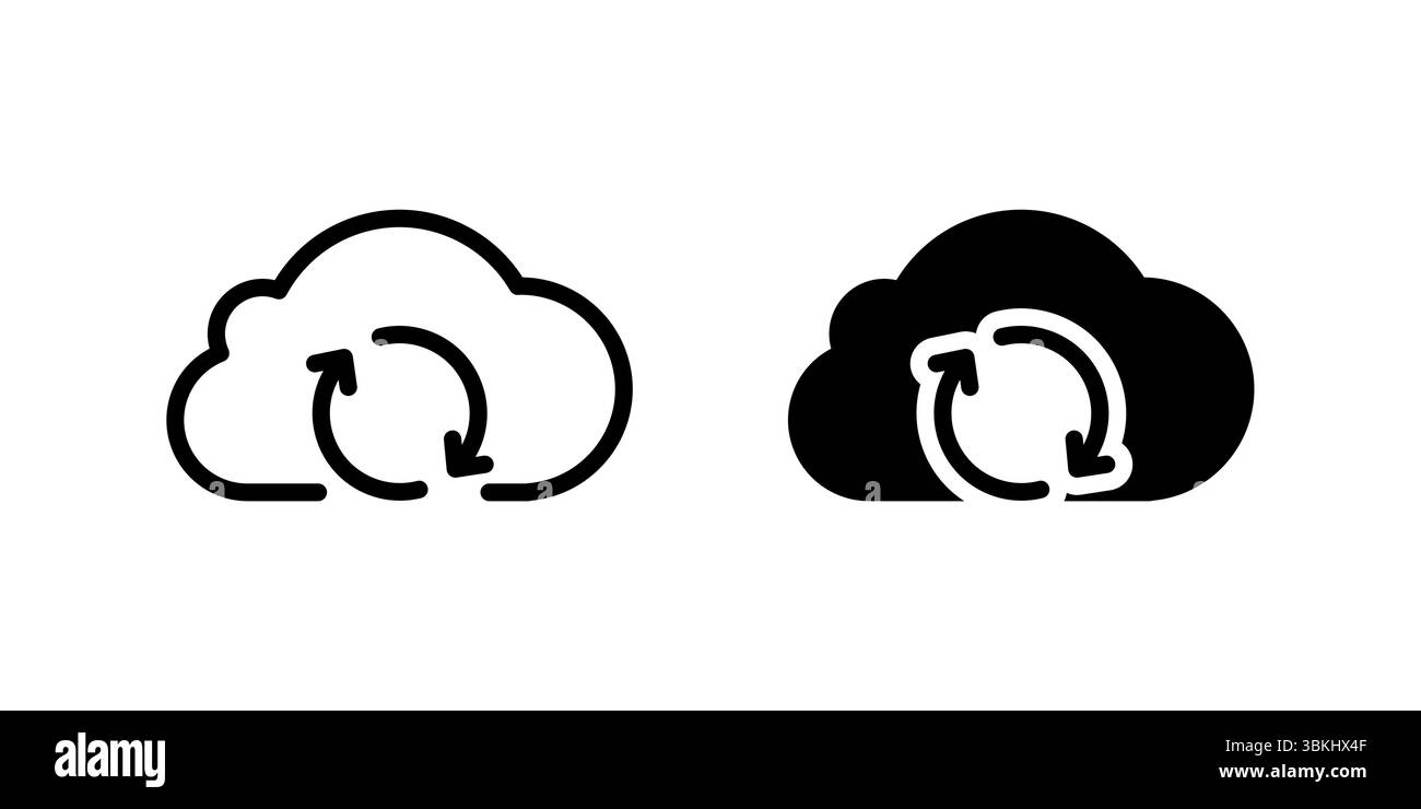 Icona di sincronizzazione cloud dinamica che illustra la sincronizzazione, il trasferimento e la connettività online coerente dei dati. Perfetto per servizi digitali e tecnologia moderna Illustrazione Vettoriale