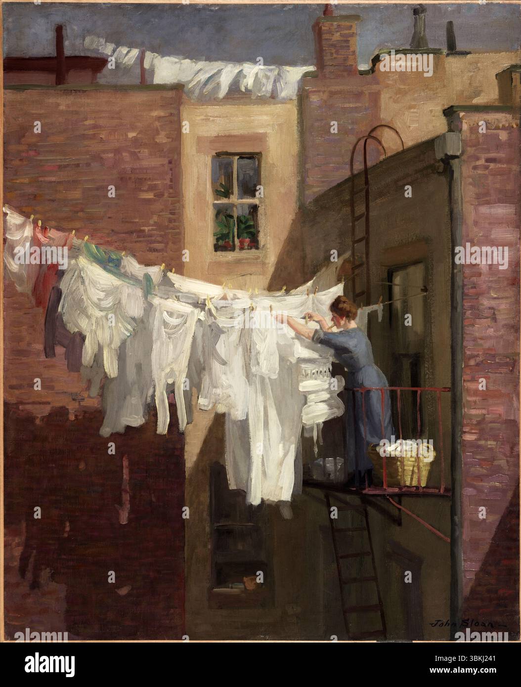 Il lavoro di una donna. John Sloan. 1912. Secondo il diario dell'artista, il dipinto è stato realizzato nel marzo 1912 nel suo appartamento sulla East 22nd Street a New York. Foto Stock