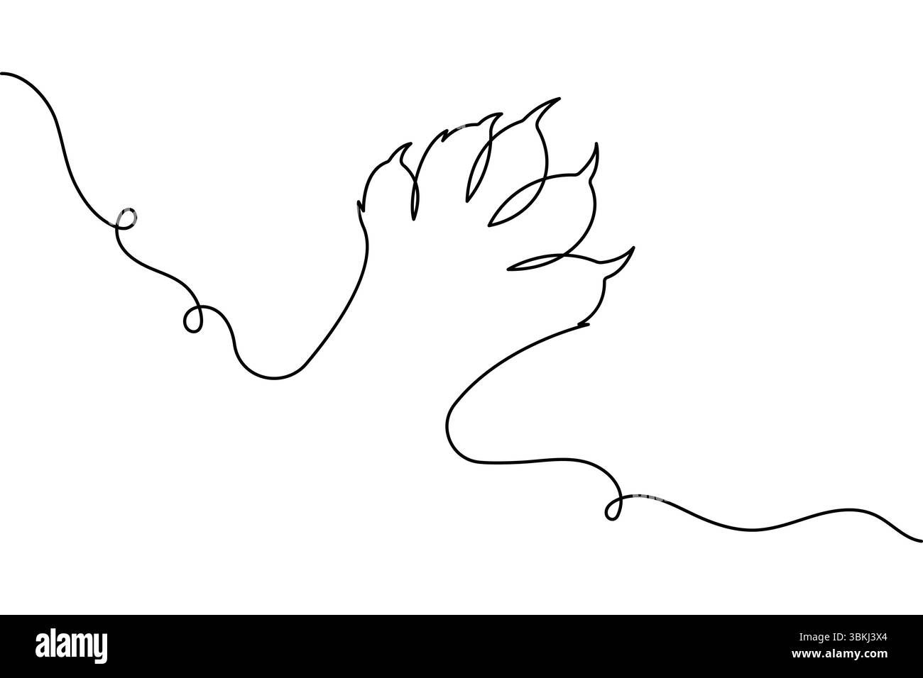 Vettore del simbolo del piede di cane a linea singola e stampa del contorno della zampa Illustrazione Vettoriale