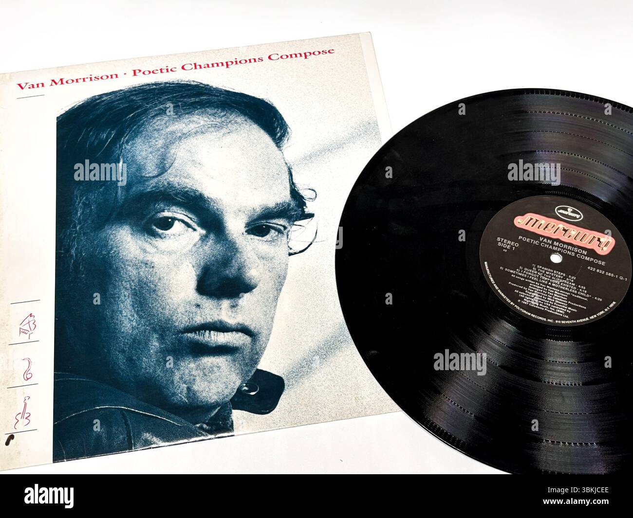 Vinile vintage di Poetic Champions composto da Van Morrison. Un album in studio riflettente e influenzato dal jazz del 1987 pubblicato dalla Mercury Records. Foto Stock