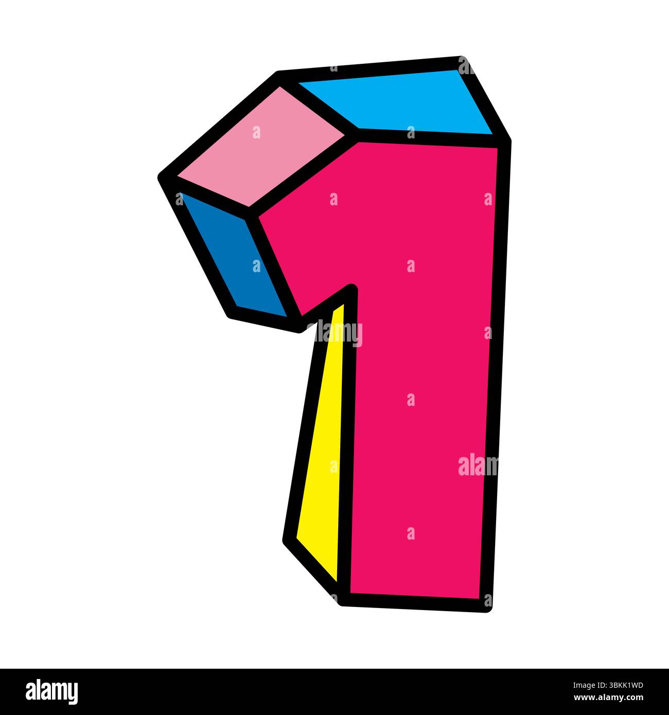 un logo vettoriale o numero 1, colorata e divertente illustrazione di design Illustrazione Vettoriale