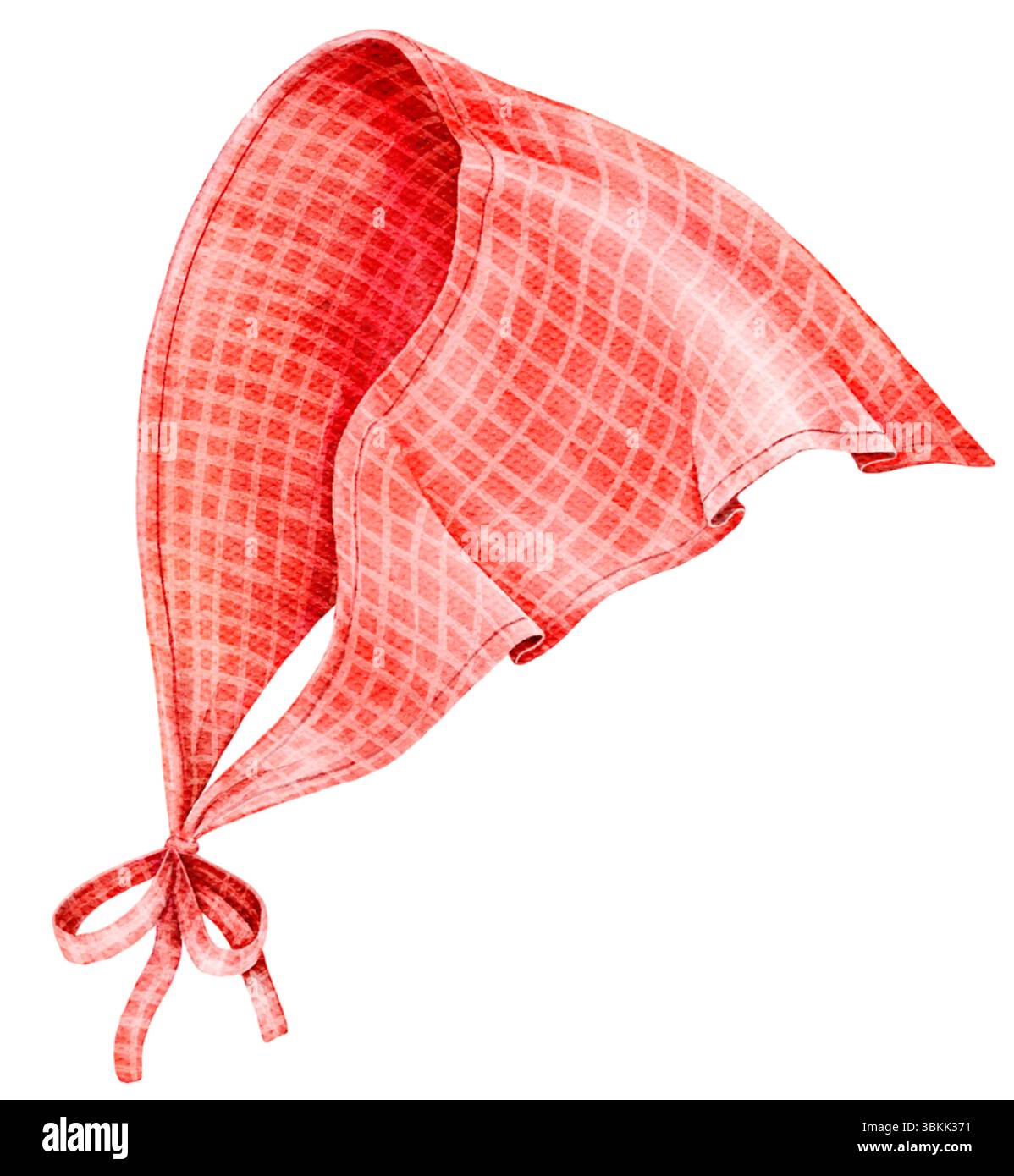 Bandana rossa acquerello brillante con texture realistica isolata su sfondo bianco ideale per accessori alla moda o motivi tessili Foto Stock