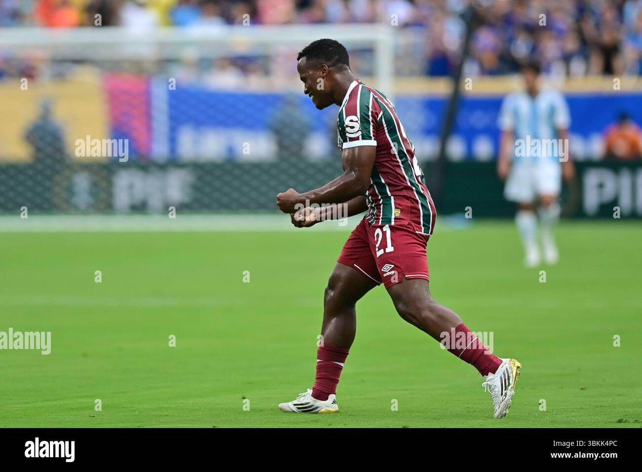 NEW JERSEY (NY), 06/21/2025 - CLUB WORLD CUP/FLUMINENSE X ULSAN HD (KOR) - Jhon Arias di Fluminense , durante la partita tra FLUMINENSE X ULSAN HD (KOR), valida per il secondo round della fase a gironi della Coppa del mondo per club 2025, tenutasi presso il MetLife Stadium di New York, nel pomeriggio di questo sabato 21. (Foto: Eduardo Carmim/Alamy Live News) Foto Stock