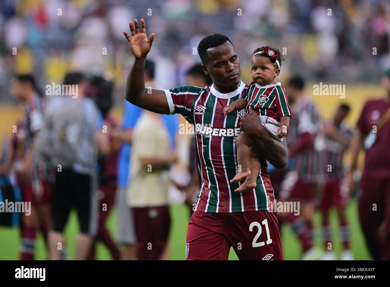NEW JERSEY (NY), 06/21/2025 - CLUB WORLD CUP/FLUMINENSE X ULSAN HD (KOR) - Jhon Arias di Fluminense , durante la partita tra FLUMINENSE X ULSAN HD (KOR), valida per il secondo round della fase a gironi della Coppa del mondo per club 2025, tenutasi presso il MetLife Stadium di New York, nel pomeriggio di questo sabato 21. (Foto: Eduardo Carmim/Alamy Live News) Foto Stock