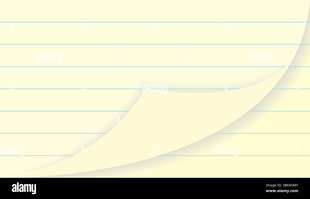 illustrazione vettoriale di una pila di carta da scrittura foderata, angoli curvi nella parte inferiore, documenti, note o cancelleria. Illustrazione Vettoriale