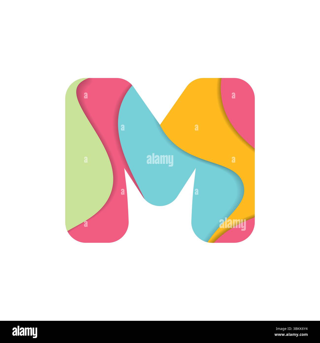 Logo Letter M colorato a strati isolato su sfondo bianco Illustrazione Vettoriale