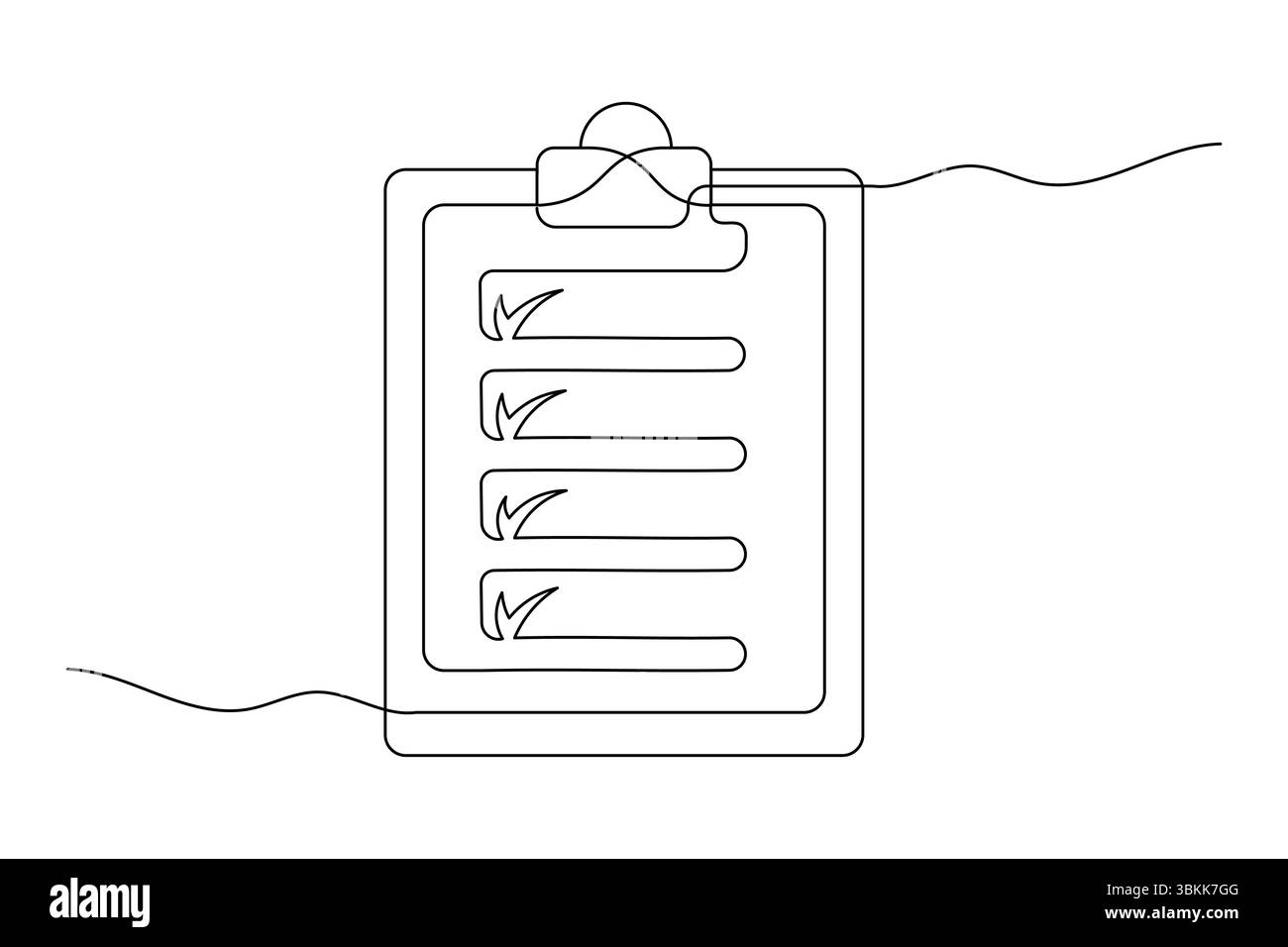 Appunti con elenco di controllo disegno continuo a linea singola simbolo di produttività e precisione Illustrazione Vettoriale