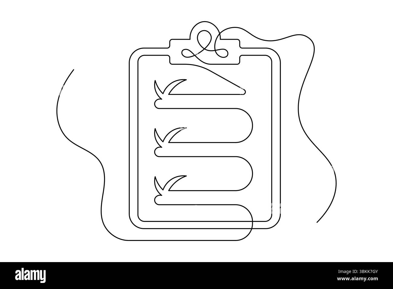 Appunti con elenco di controllo disegno continuo a linea singola simbolo di produttività e precisione Illustrazione Vettoriale