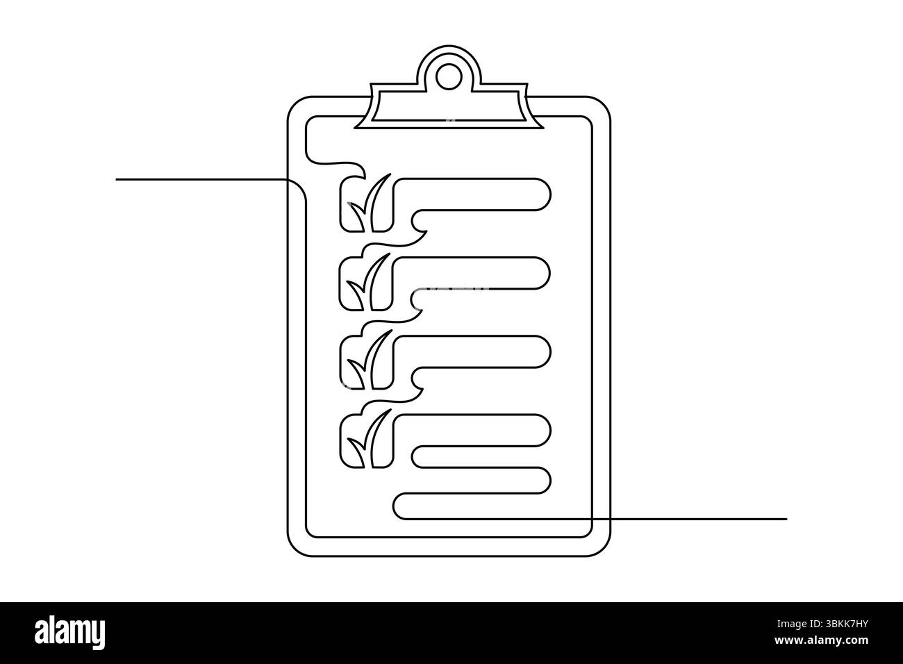 Appunti con elenco di controllo disegno continuo a linea singola simbolo di produttività e precisione Illustrazione Vettoriale