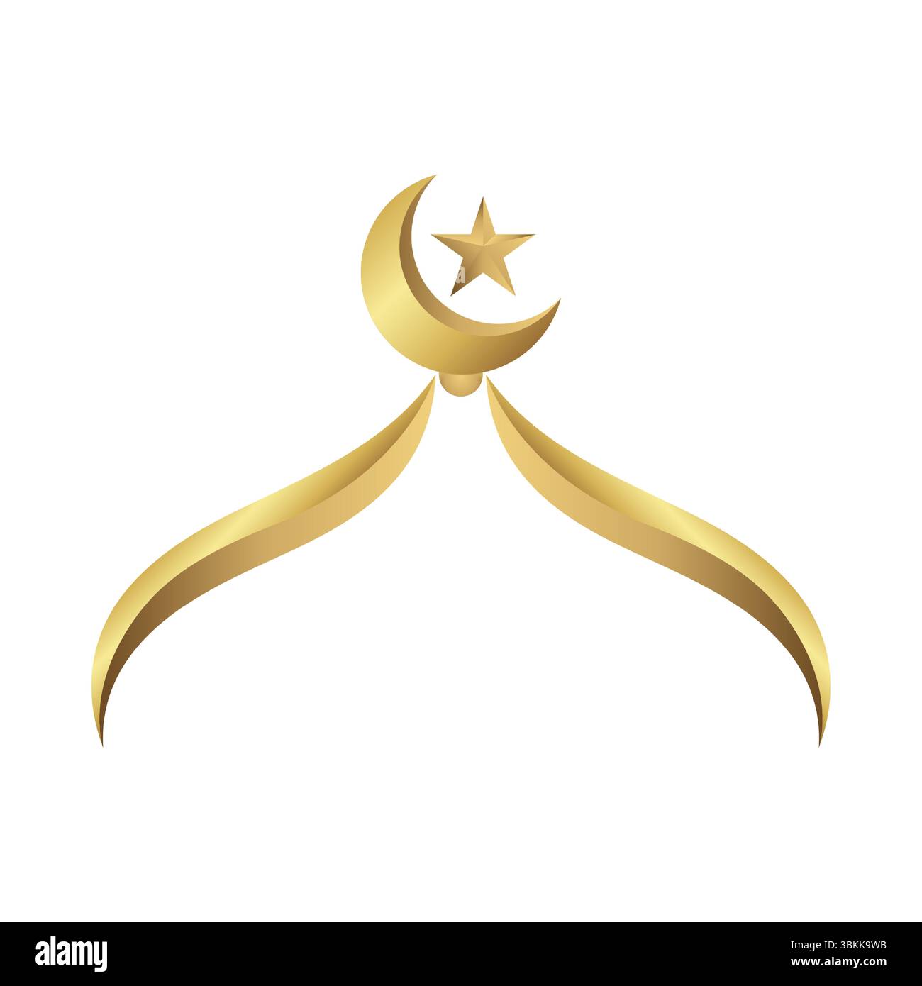 cupola dorata con illustrazione vettoriale a stella mezzaluna Illustrazione Vettoriale