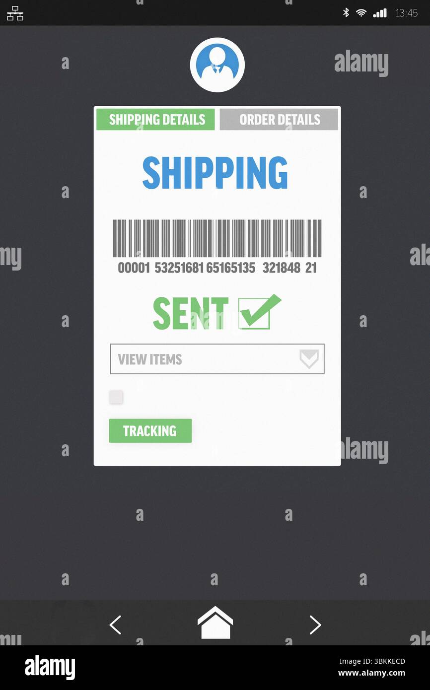 Stato dei dettagli di spedizione Foto Stock