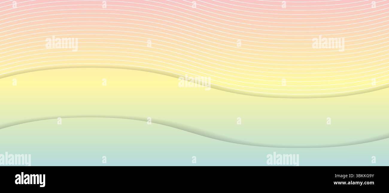 illustrazione vettoriale a onda astratta liscia con una miscela di colori pastello tenui con linee fluide e retrogorund Illustrazione Vettoriale